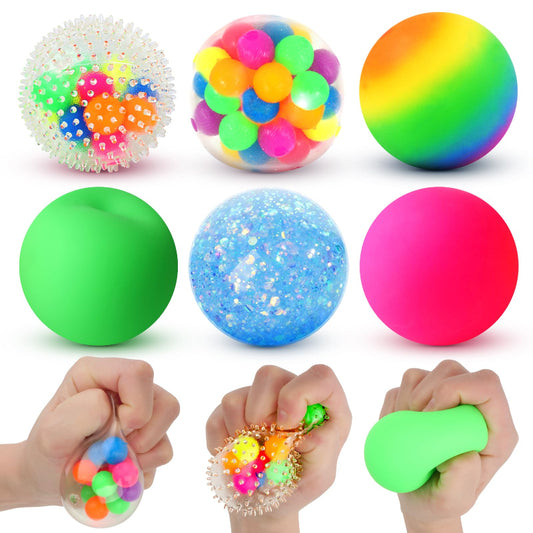 6 Set Squishy Balls Sensory Stress Squeezing Toys