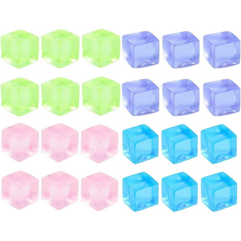 24Pcs Small Ice Cube Toys Square Squeeze Ball