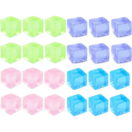 24Pcs Small Ice Cube Toys Square Squeeze Ball