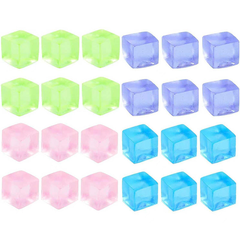 24Pcs Small Ice Cube Toys Square Squeeze Ball