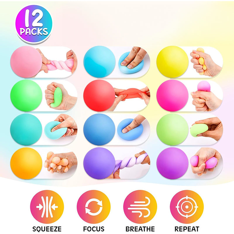 12 Pack Slow Rising Stress Ball Fidget Toys