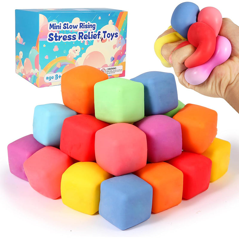 24 Pack Cube Dough Stress Balls Pull Stretch Toys
