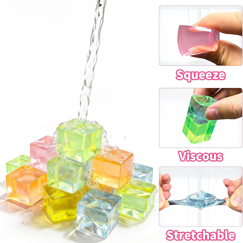 24Pcs Small Ice Cube Toys Square Squeeze Ball