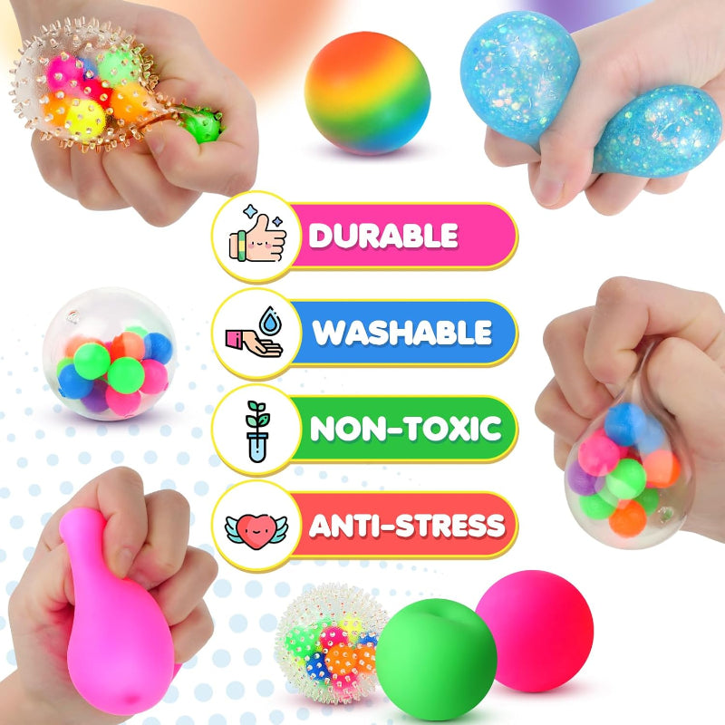 6 Set Squishy Balls Sensory Stress Squeezing Toys