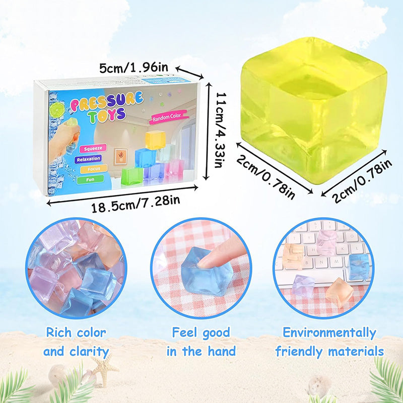 24Pcs Small Ice Cube Toys Square Squeeze Ball