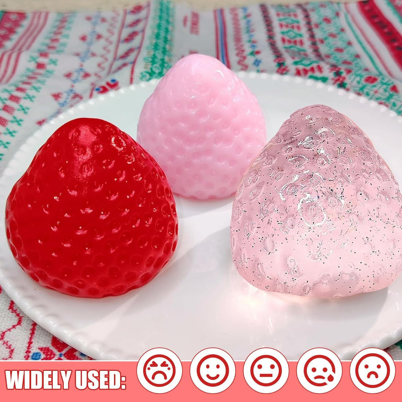 3Pcs Cute Strawberry Squeeze Toys Taba Squishies