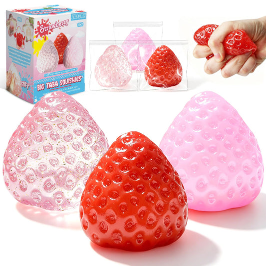 3Pcs Cute Strawberry Squeeze Toys Taba Squishies
