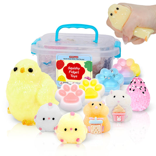 10Pack Taba Squishy Toys kit with Toy Box & Cute Stickers